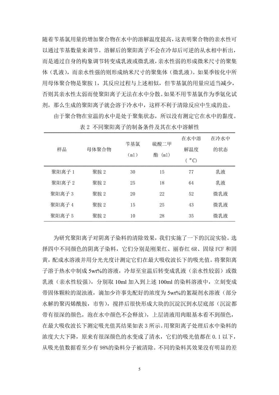 一种阴离子染料吸附沉淀剂和其合成方法及其应用_第5页