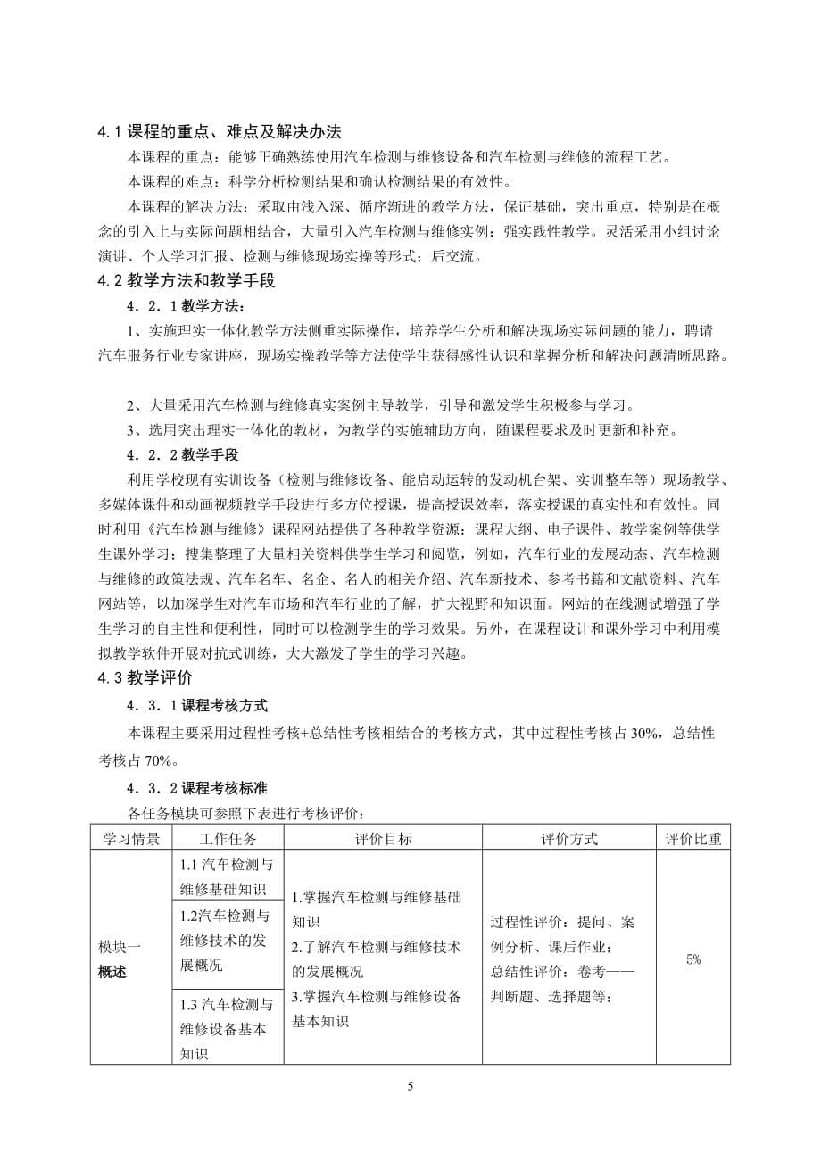 《汽车检测与维修技术》课程标准.doc_第5页