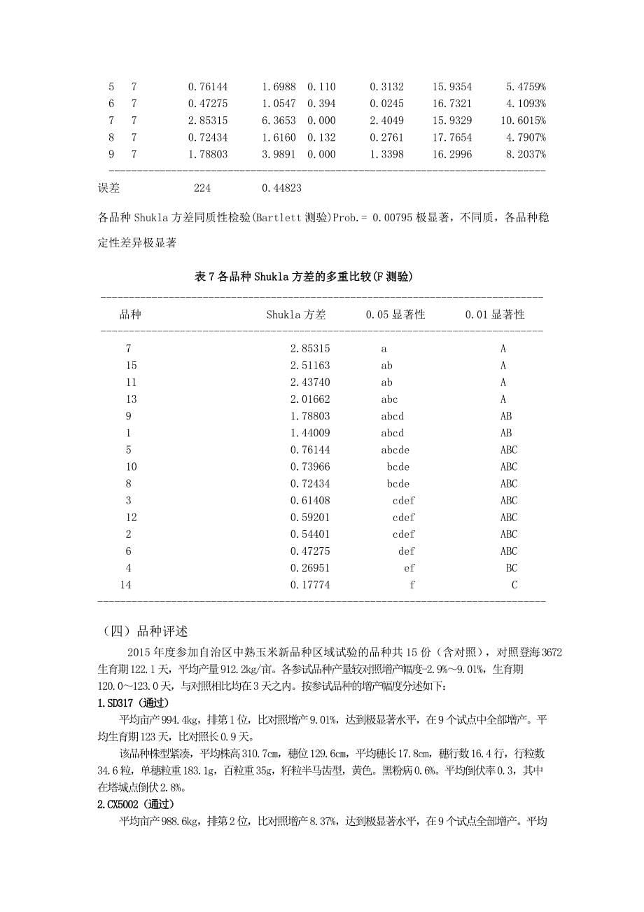 2015年自治区中熟玉米新品种区域试验汇总_第5页