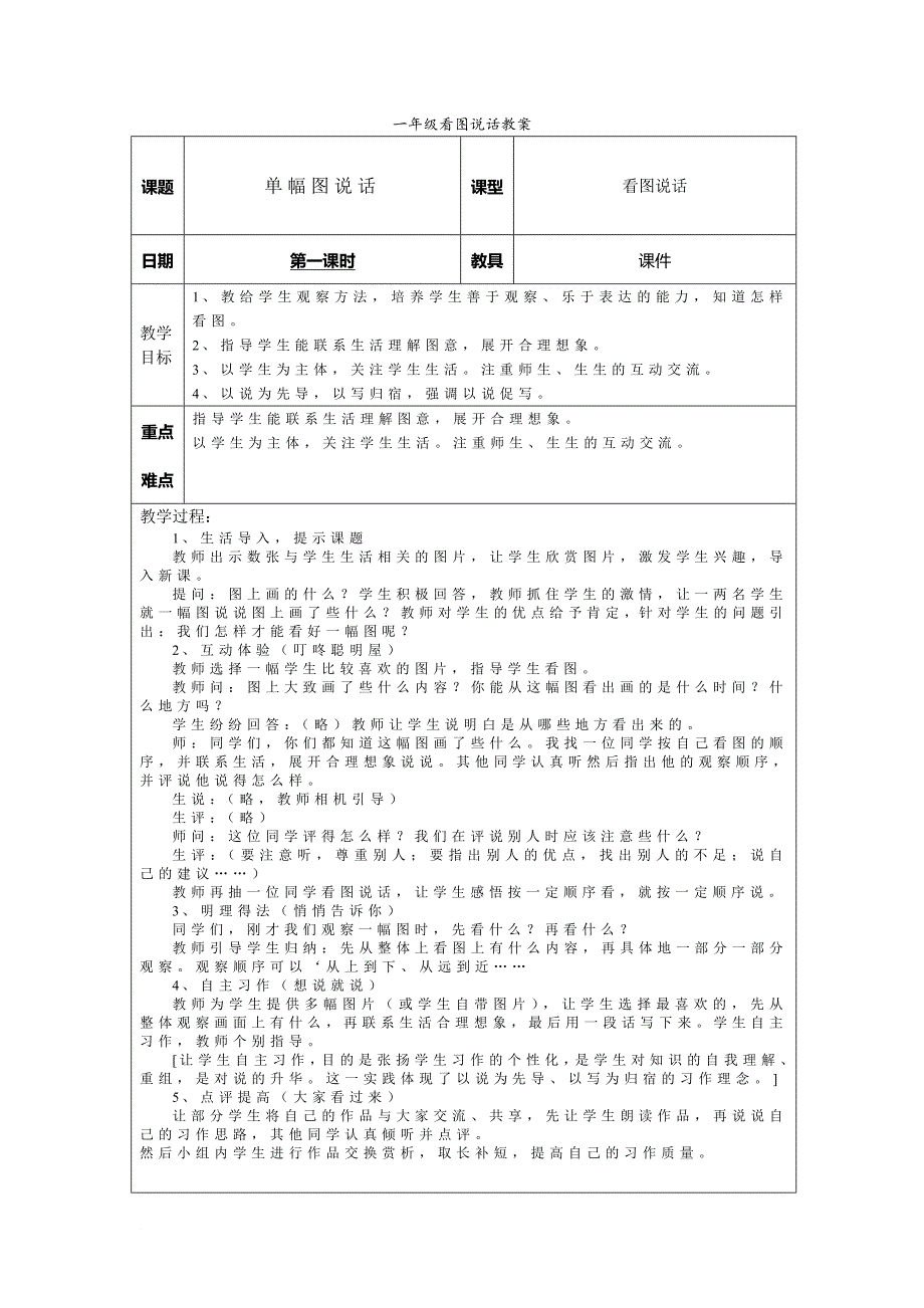 一年级下册看图写话教学设计(同名21598)_第1页