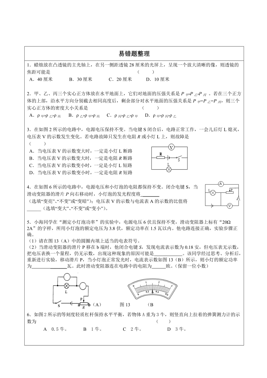 上海中考物理易错题整理.doc_第1页