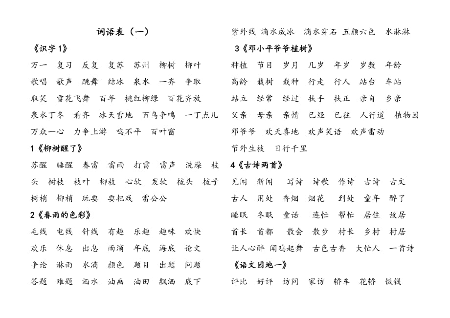 一年级下册会读词语表.doc_第1页