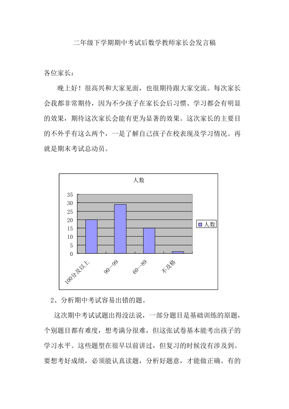 二年级期中考试后数学教师家长会发言稿[1]_第1页