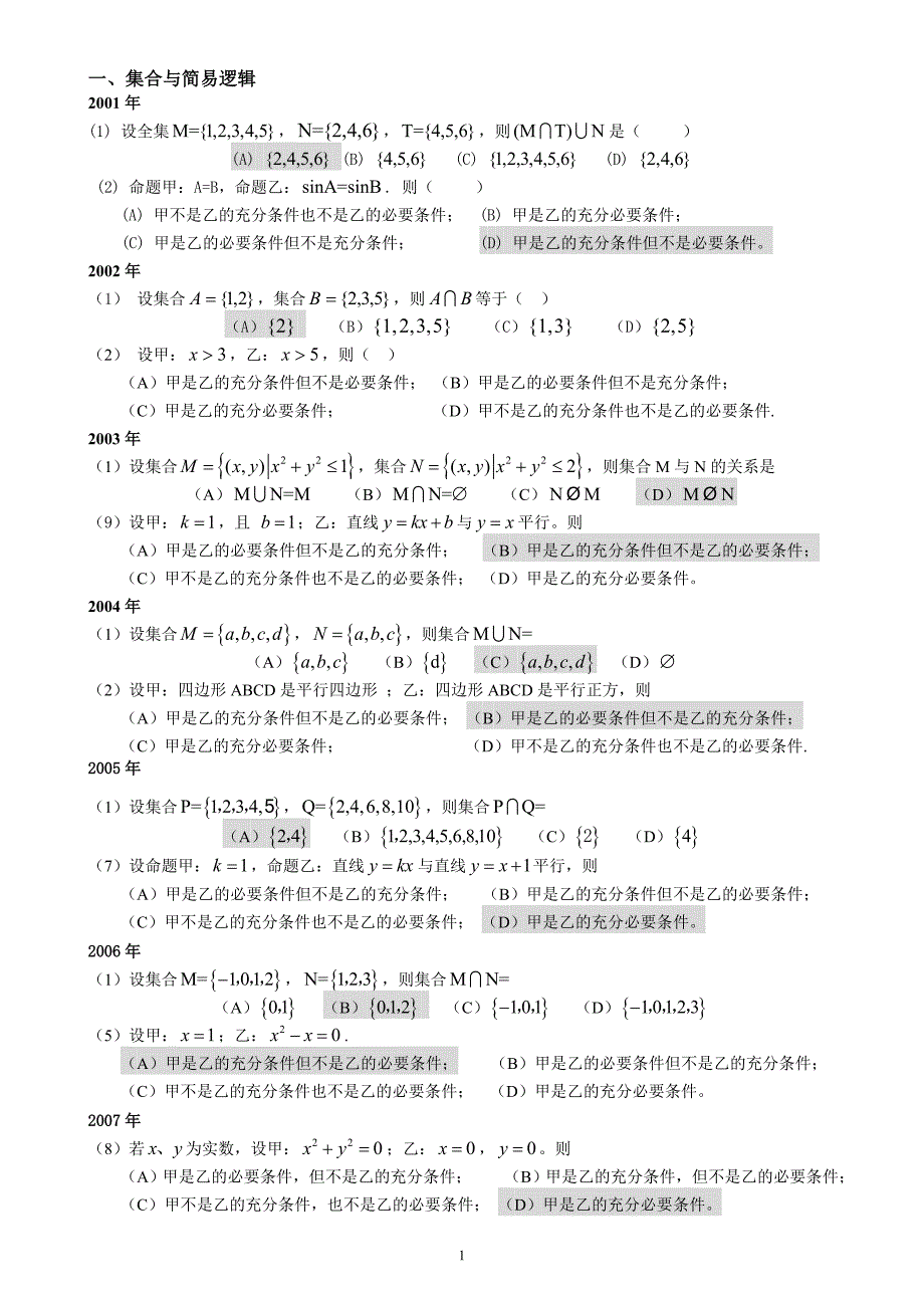 高起专成人高考数学文史资料试题历年成考数学试题答案与解答提示资料资料_第1页