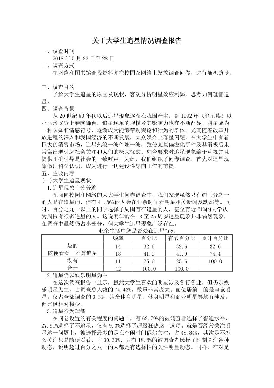 关于大学生追星情况的调查报告资料_第1页