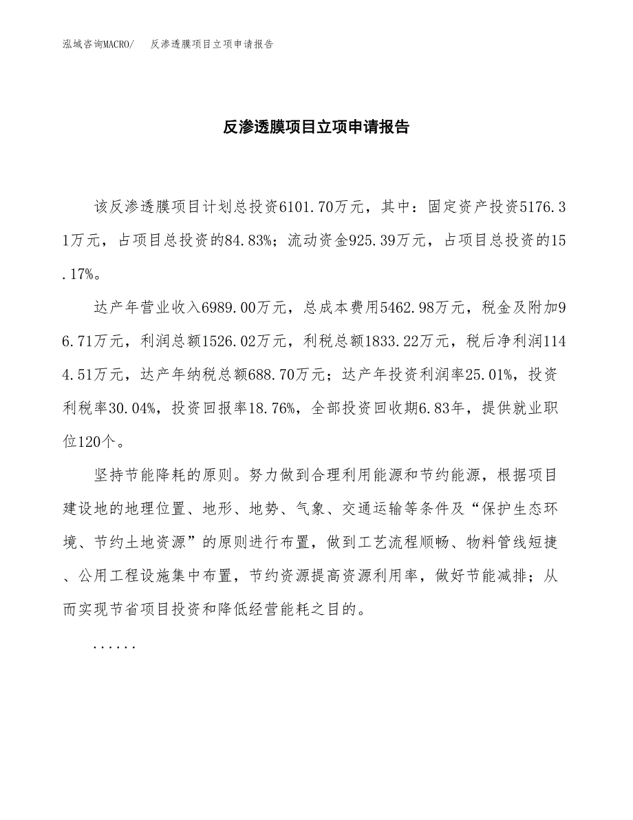 (批地)反渗透膜项目立项申请报告模板.docx_第2页