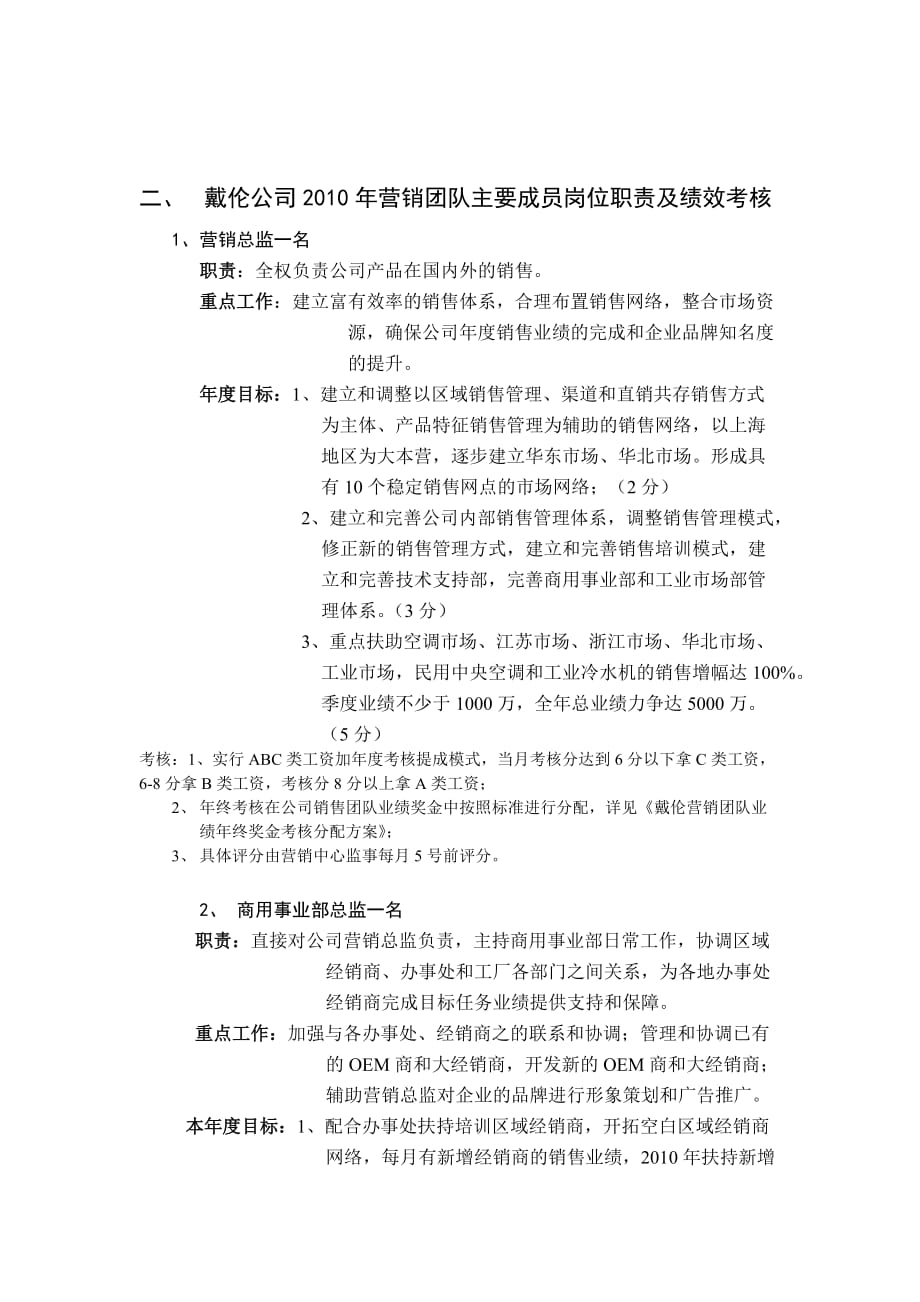 上海戴伦空调公司岗位职责、绩效考核.doc_第2页