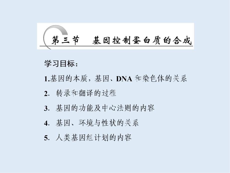 高一生物苏教版必修二课件：第四章 第三节 基因控制蛋白质的合成_第1页