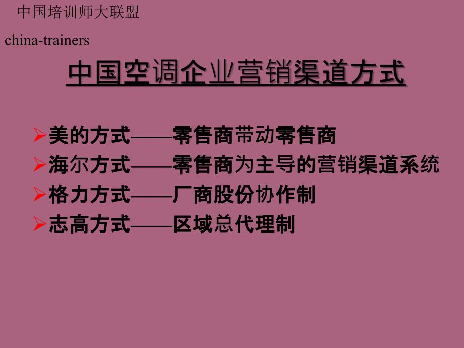 中国空调企业营销渠道模式ppt课件_第1页