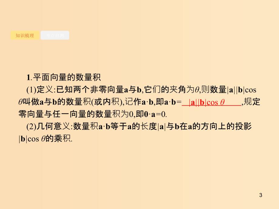 （福建专版）2019高考数学一轮复习 5.3 平面向量的数量积与平面向量的应用课件 文.ppt_第3页