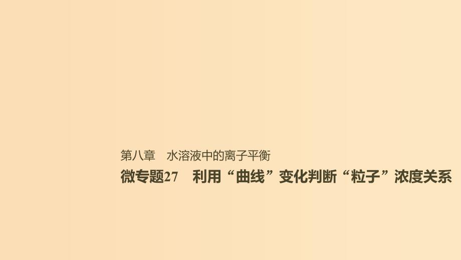 2019版高考化学一轮复习第八章水溶液中的离子平衡微专题27利用“曲线”变化判断“粒子”浓度关系课件.ppt_第1页