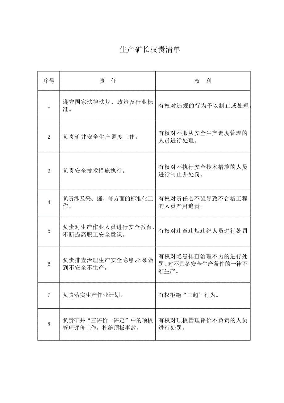 五职矿长权责清单表格版_第5页