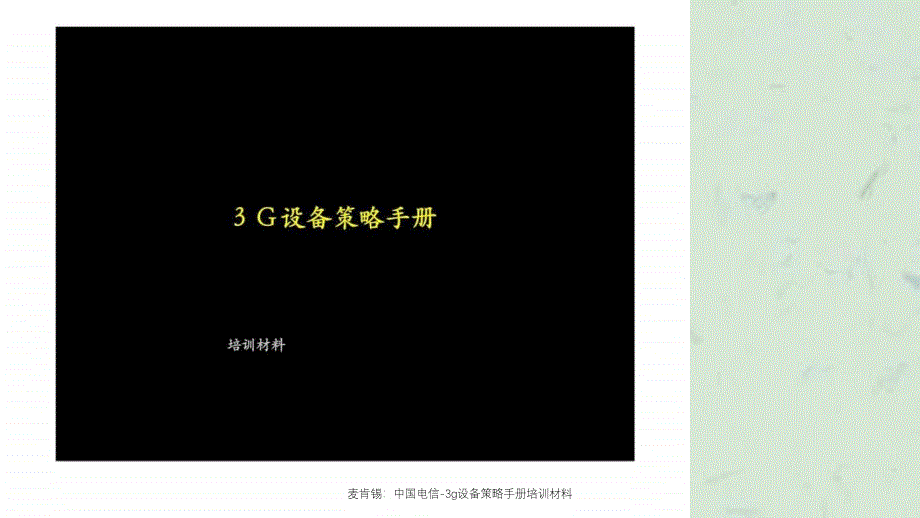 麦肯锡中国电信3g设备策略手册培训材料_第1页