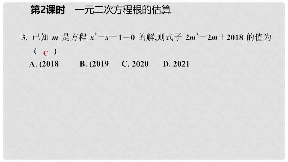 九年级数学上册 第二章 一元二次方程 1 认识一元二次方程 第2课时 一元二次方程的解的估算习题课件 （新版）北师大版_第4页