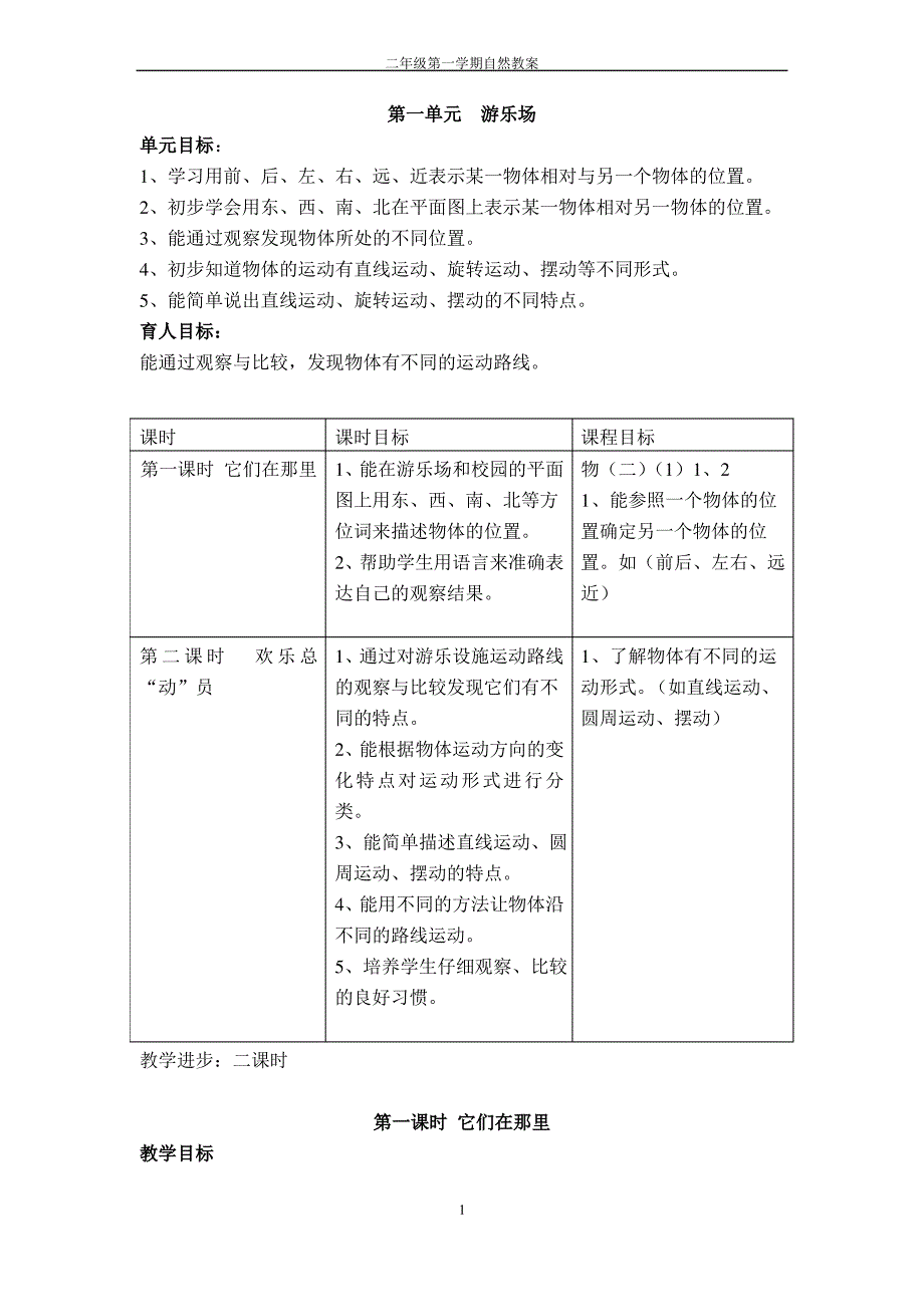 科教版小学自然二年级第一学期教案_第1页