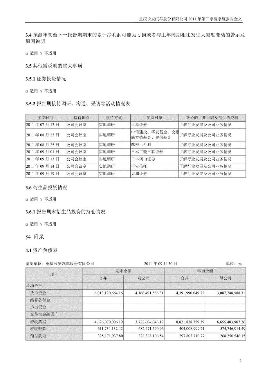 长安汽车：第三季度报告全文_第5页