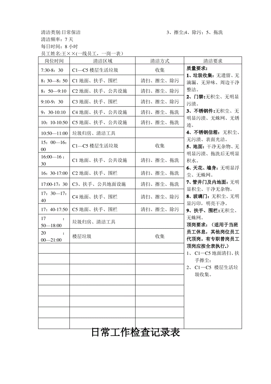 日常保洁工作时间计划表_第2页