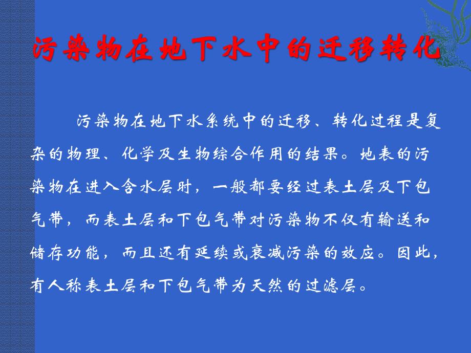 污染物在地下水系统中的迁移转化.ppt_第1页