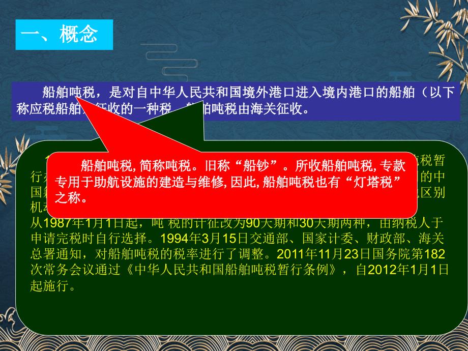 第11章--房产税法、车船税法、船舶吨税法和契税法之船舶吨税ppt课件(全)_第2页