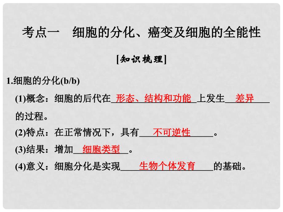 高考生物总复习 第二单元 细胞的代谢 第7讲 细胞的分化、癌变、衰老和凋亡课件_第2页