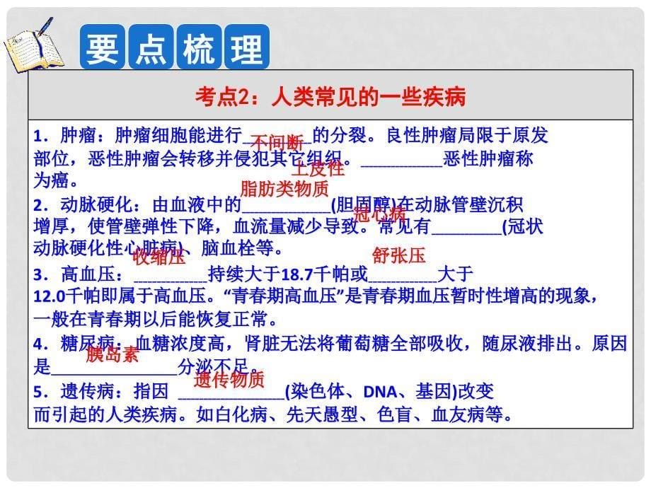 科学中考第一轮复习 第三部分 生命科学 第53课 人体保健课件_第5页