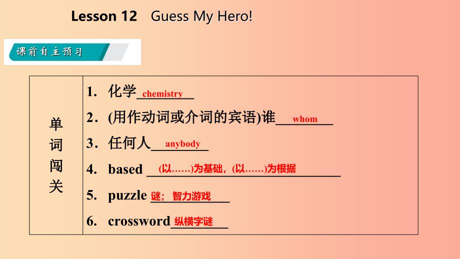 2019年秋九年级英语上册 Unit 2 Great People Lesson 12 Guess My Hero导学课件（新版）冀教版.ppt_第3页