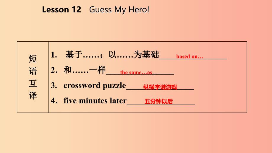 2019年秋九年级英语上册 Unit 2 Great People Lesson 12 Guess My Hero导学课件（新版）冀教版.ppt_第4页