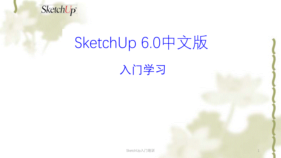 SketchUp入门培训ppt课件_第1页