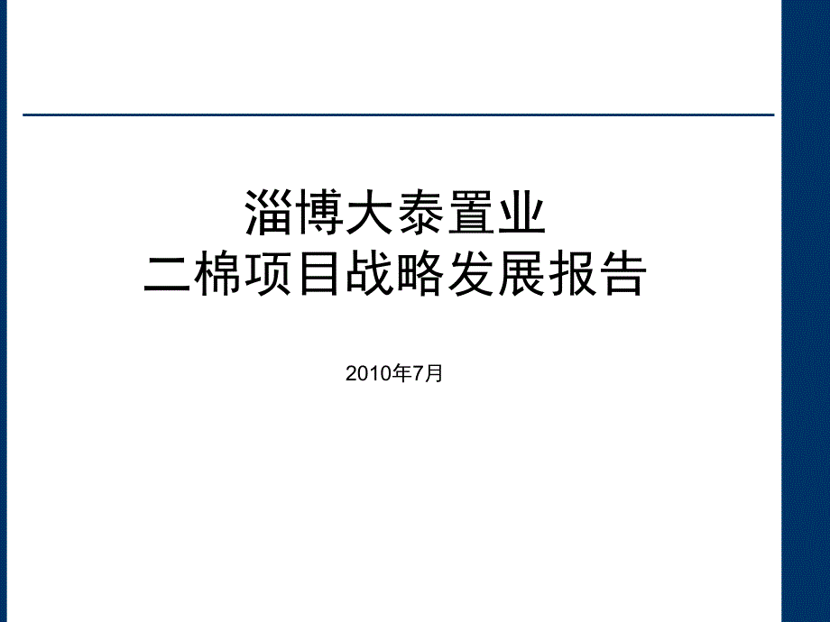 年月淄博大泰置业二棉项目战略发展报告_第1页