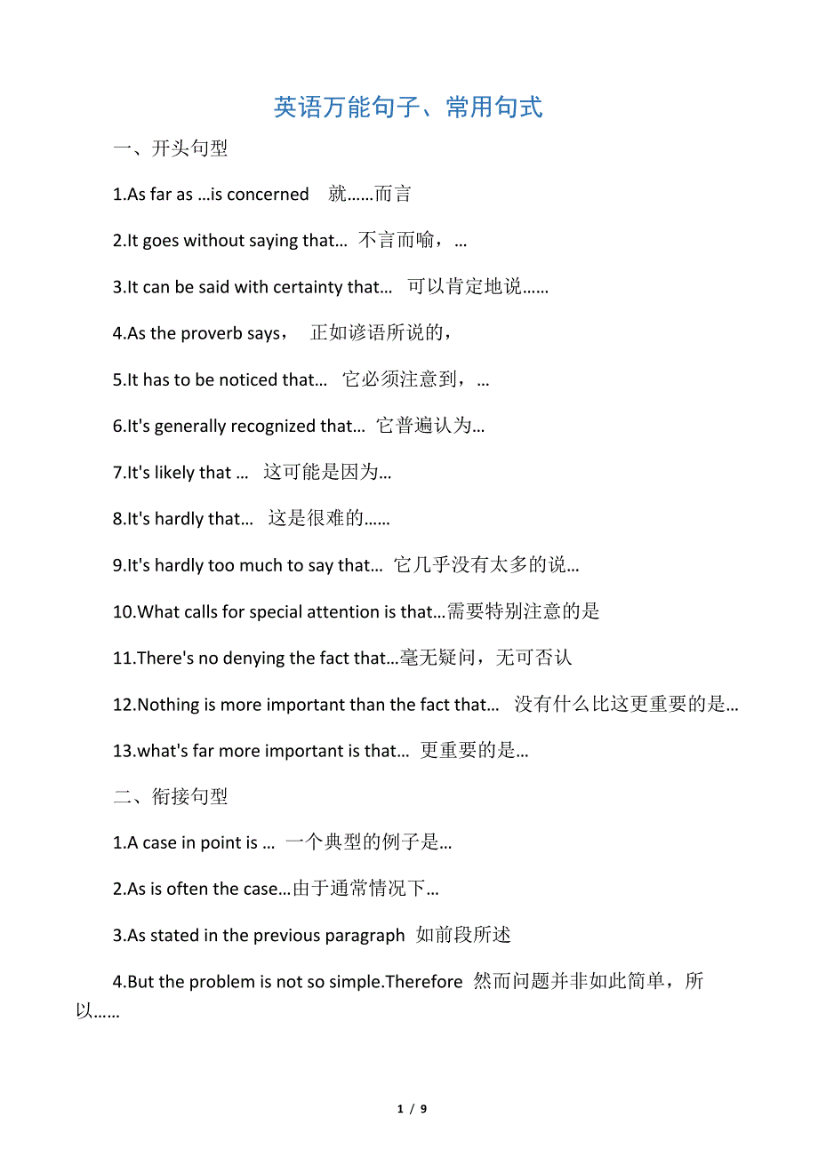 英语作文常用句式万能模版5481_第1页