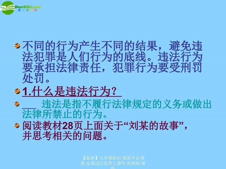 最新九年级政治抵制不良诱惑远离违法犯罪上课件陕教版课件_第5页