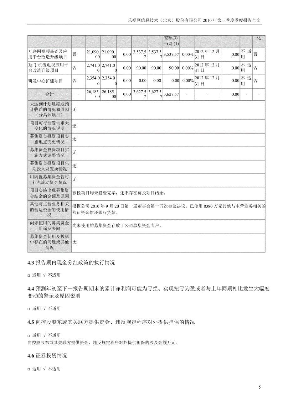 乐视网：第三季度报告全文_第5页