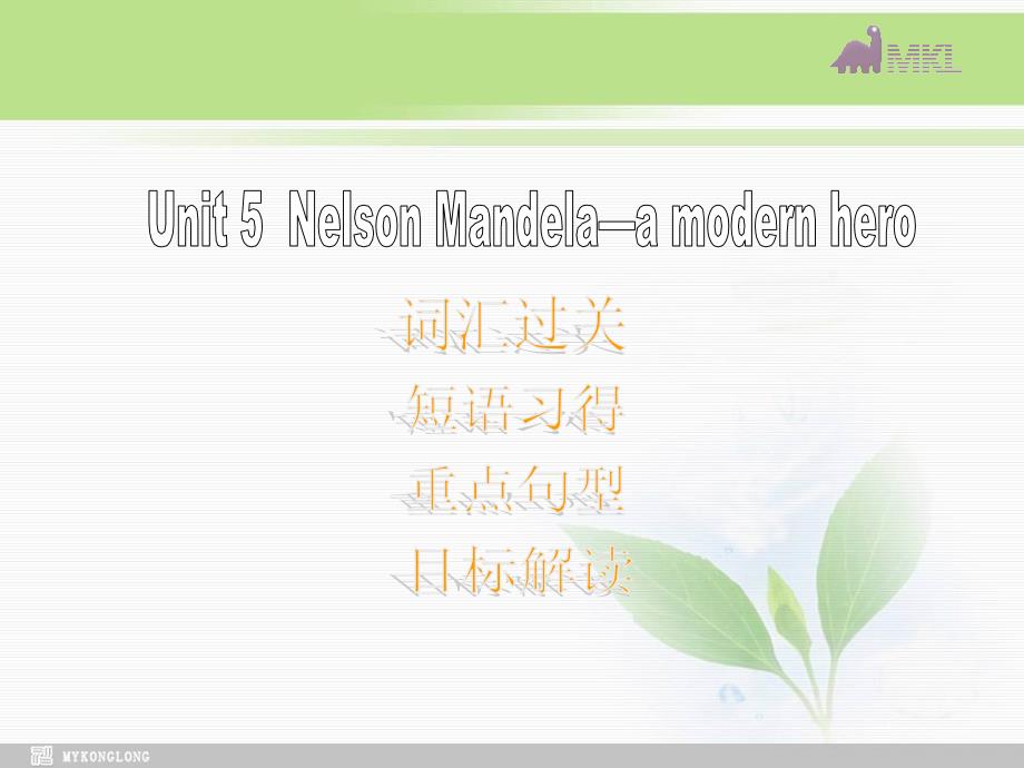 高一英语优质课件：Unit5 Nelson Mandelaa modern hero 单元复习新人教版必修1_第1页