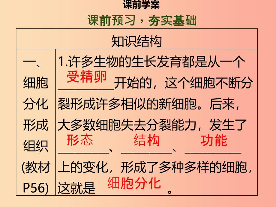 2019年秋季七年级生物上册第二单元第4章第1节细胞分化形成组织习题课件（新版）北师大版.ppt_第4页