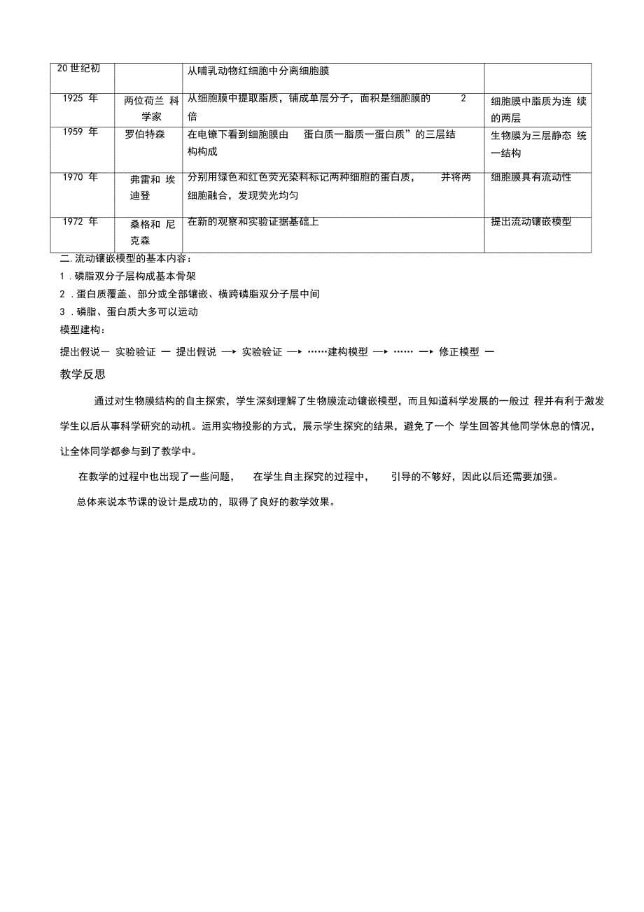 生物膜的流动镶嵌模型教案_第5页