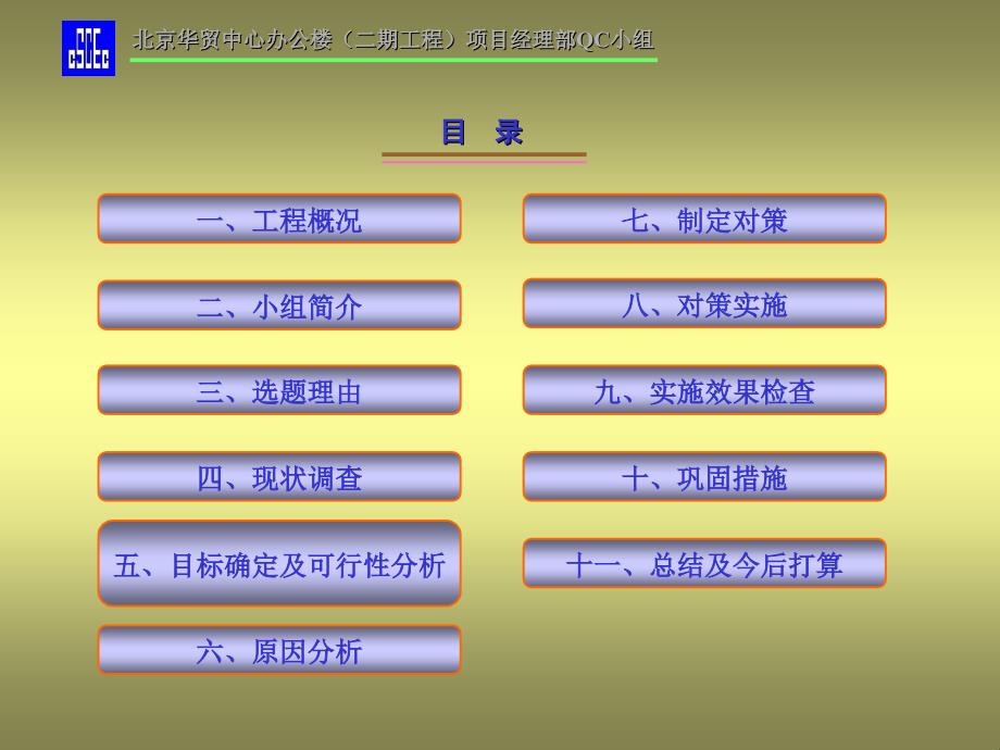 北京华贸办公楼二期工程项目经理部QC小组PPT_第2页