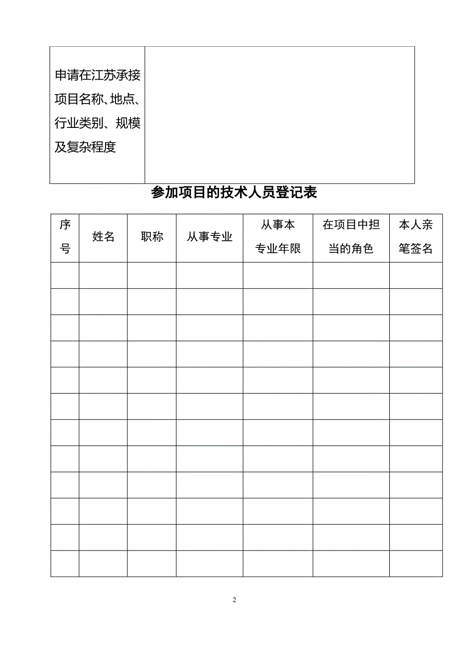 省外勘察设计单位承接江苏省勘察设计业务单项工程资质核验申请表_第2页