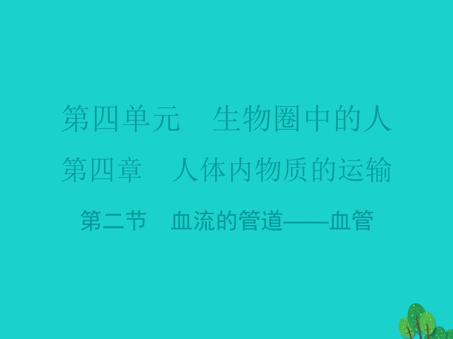 广东省七年级生物下册 第4章 第二节 血流的管道——血管导练课件 （新）新人教_第1页