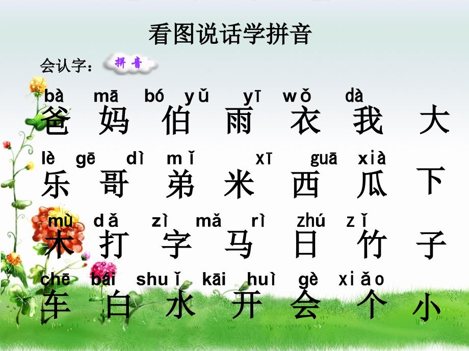 幼儿园生字拼音积累学习_第1页