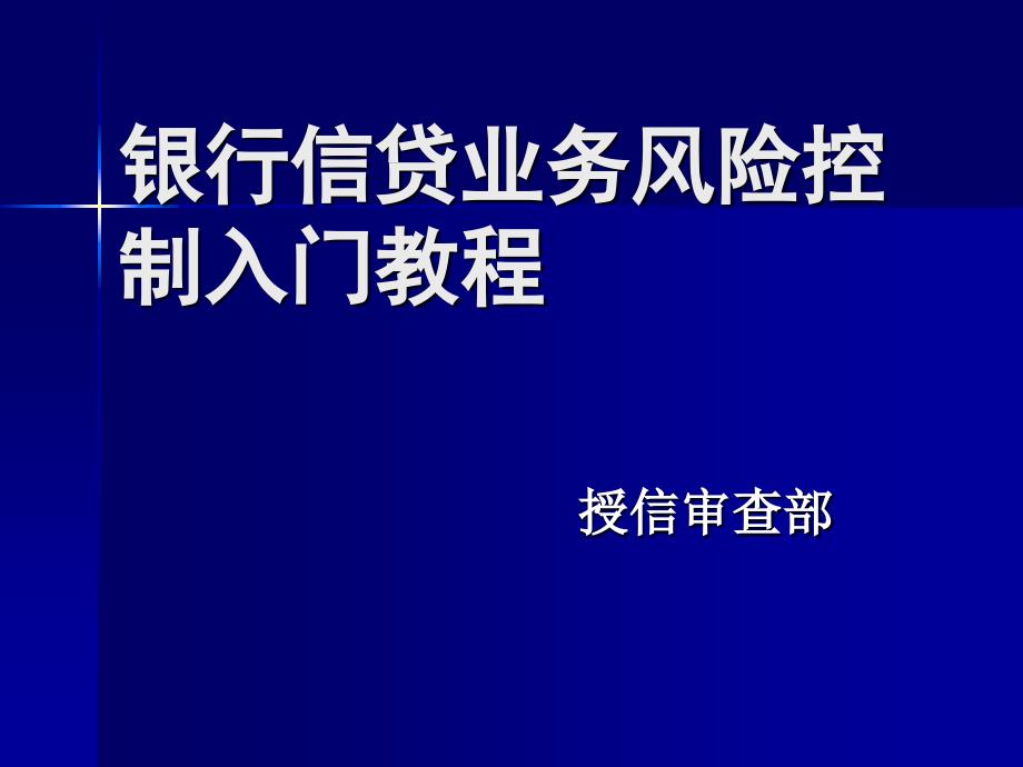 银行信贷业务风险控制入门教程_第1页