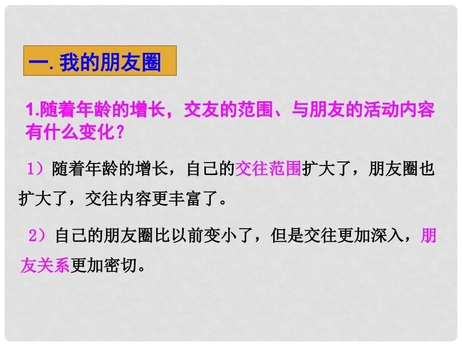 七年级道德与法治上册 第二单元 友谊的天空 第四课 友谊与成长同行 第1框 和朋友在一起课件 新人教版_第5页