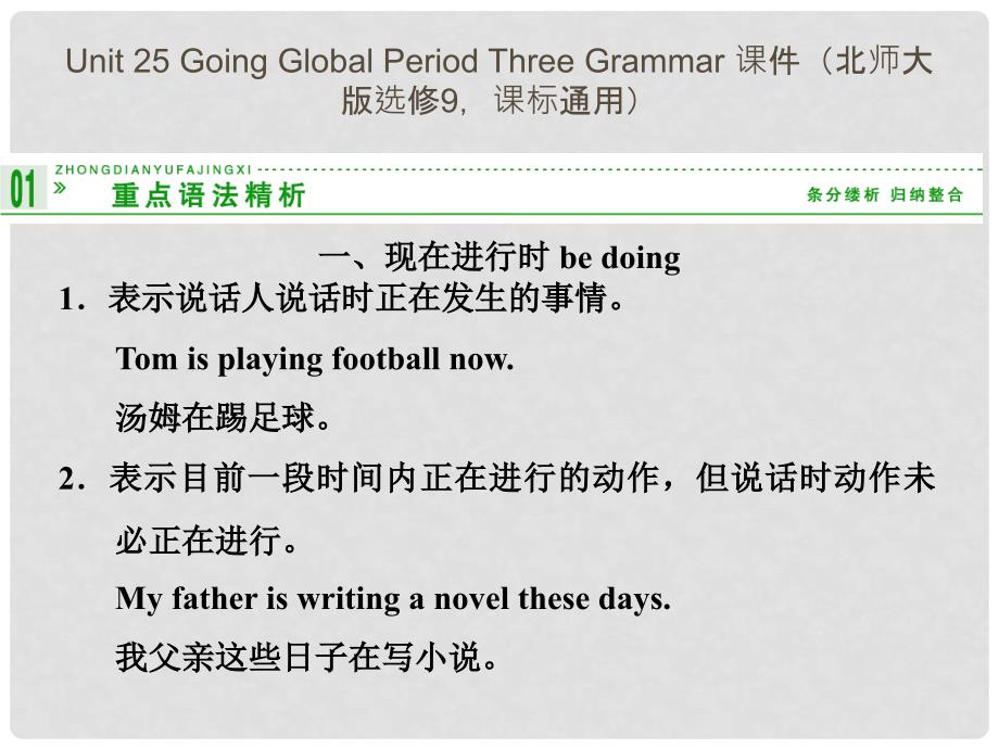 高中英语 Unit 25 Going Global Period Three Grammar课件 北师大版选修9_第1页