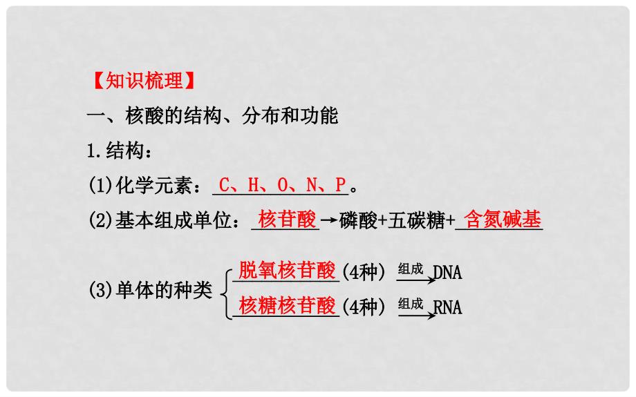 高考生物大一轮复习 2.3+4 遗传信息的携带者核酸 细胞中的糖类和脂质课件 新人教版必修1_第3页