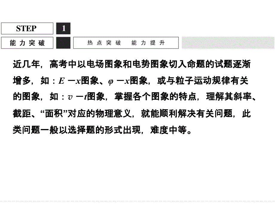 2016届高考物理大一轮复习精讲通用课件：第7章 静电场-5 (小专题)电场中“三类”典型图象问题的突破_第2页