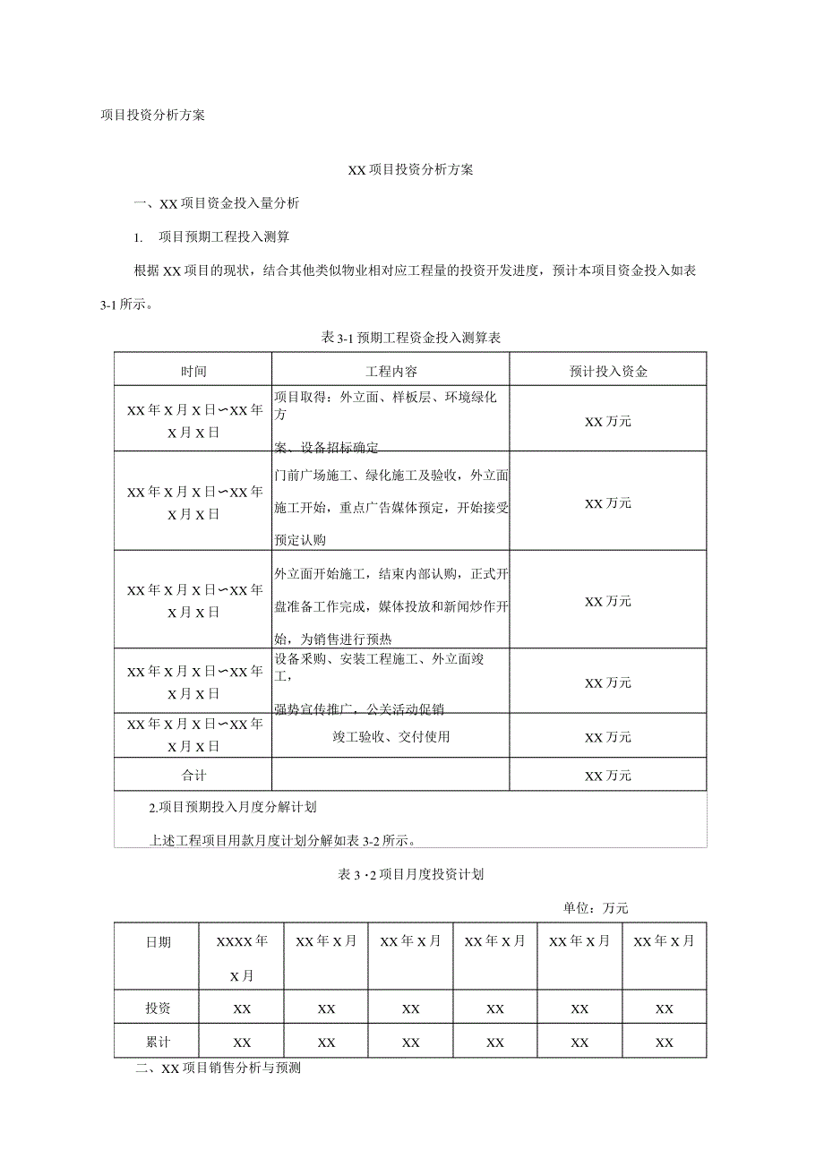 项目投资分析方案_第1页