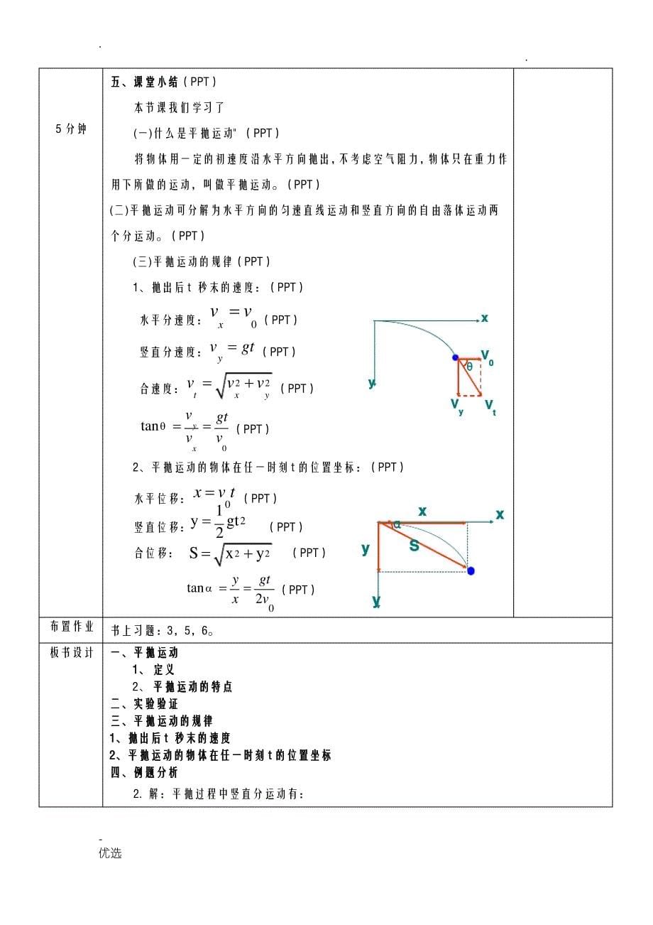 高一物理平抛运动优秀教案_第5页