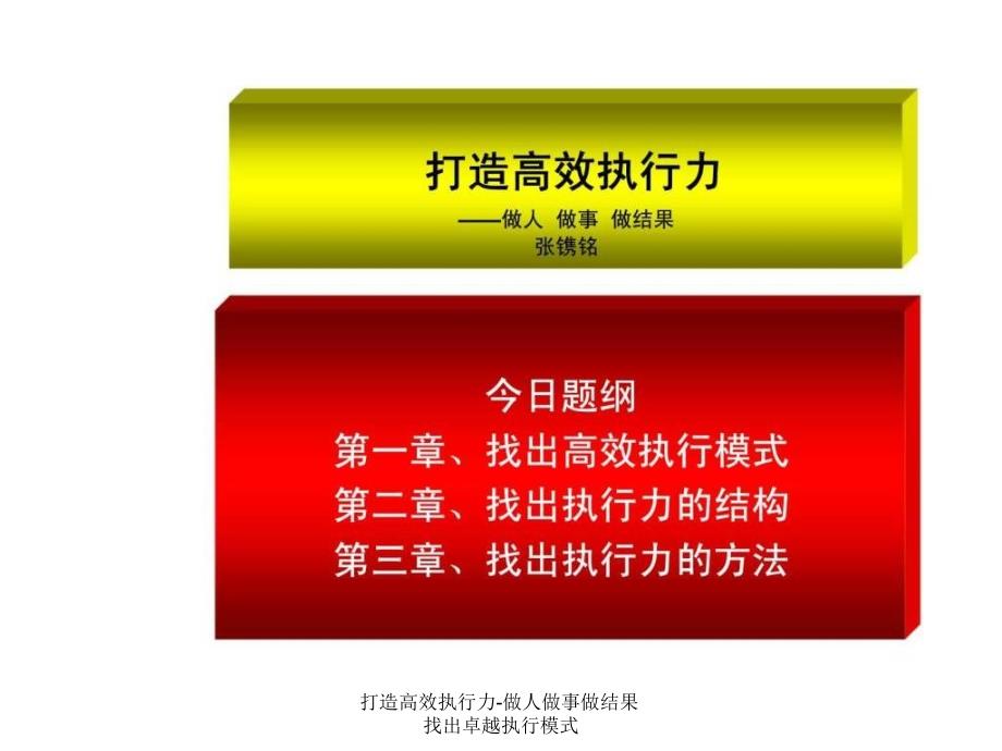 打造高效执行力做人做事做结果找出卓越执行模式课件_第1页