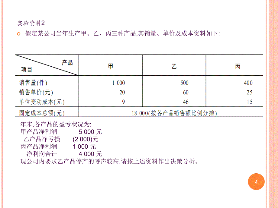 管理会计短期经营决策实验ppt课件_第4页