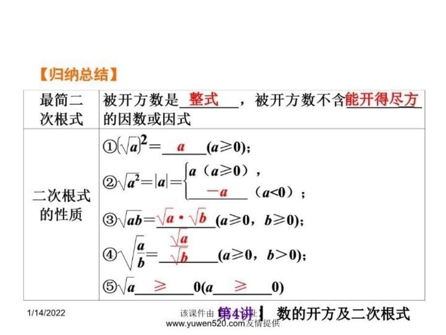 【精品】中考数学分分必夺【第4讲】数的开方及二次根式（29页）精品ppt课件_第5页