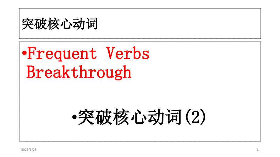 突破核心动词FrequentVerbsBreakthrough常用动词课件_第1页